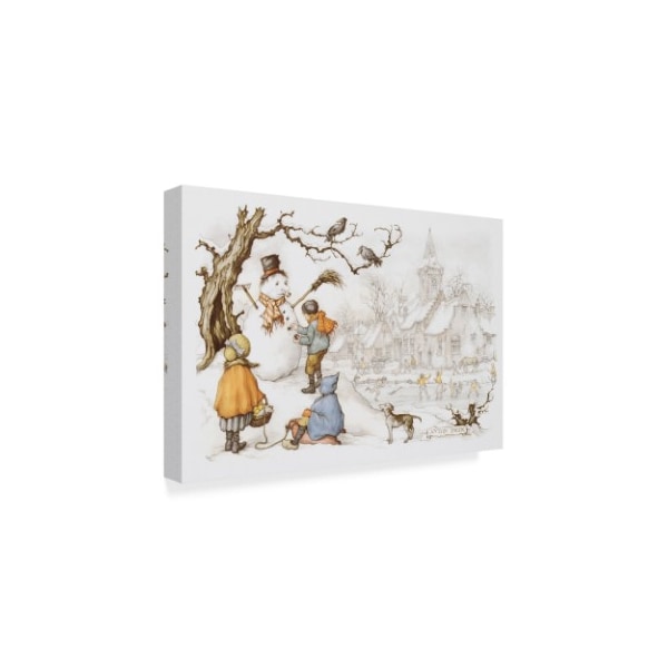 Anton Pieck 'Snowman On The Hill' Canvas Art,22x32